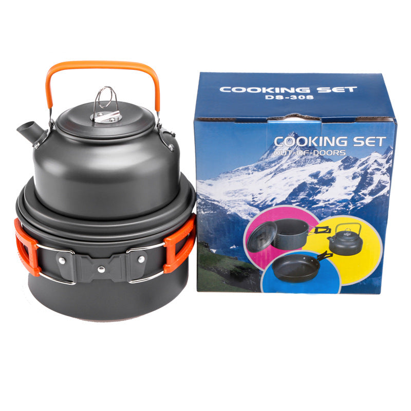 Outdoor Jacketed Kettle 2-3 Person Camping Teapot Tableware Suit-E-DEALSSHOP