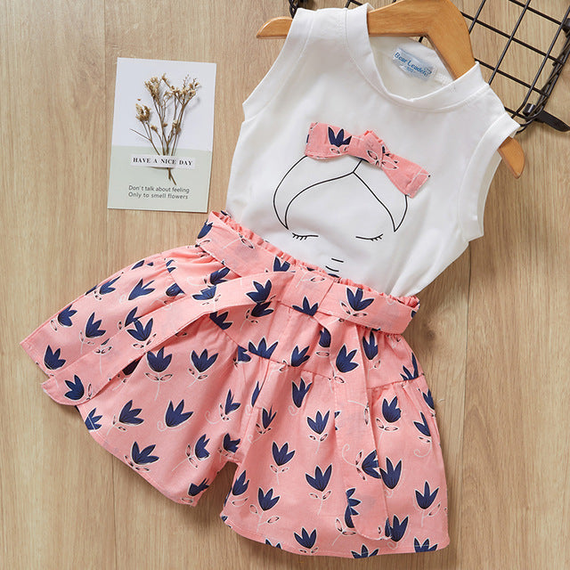 Baby Girl Clothes  Kids T-Shirt Shorts Suit-E-DEALSSHOP