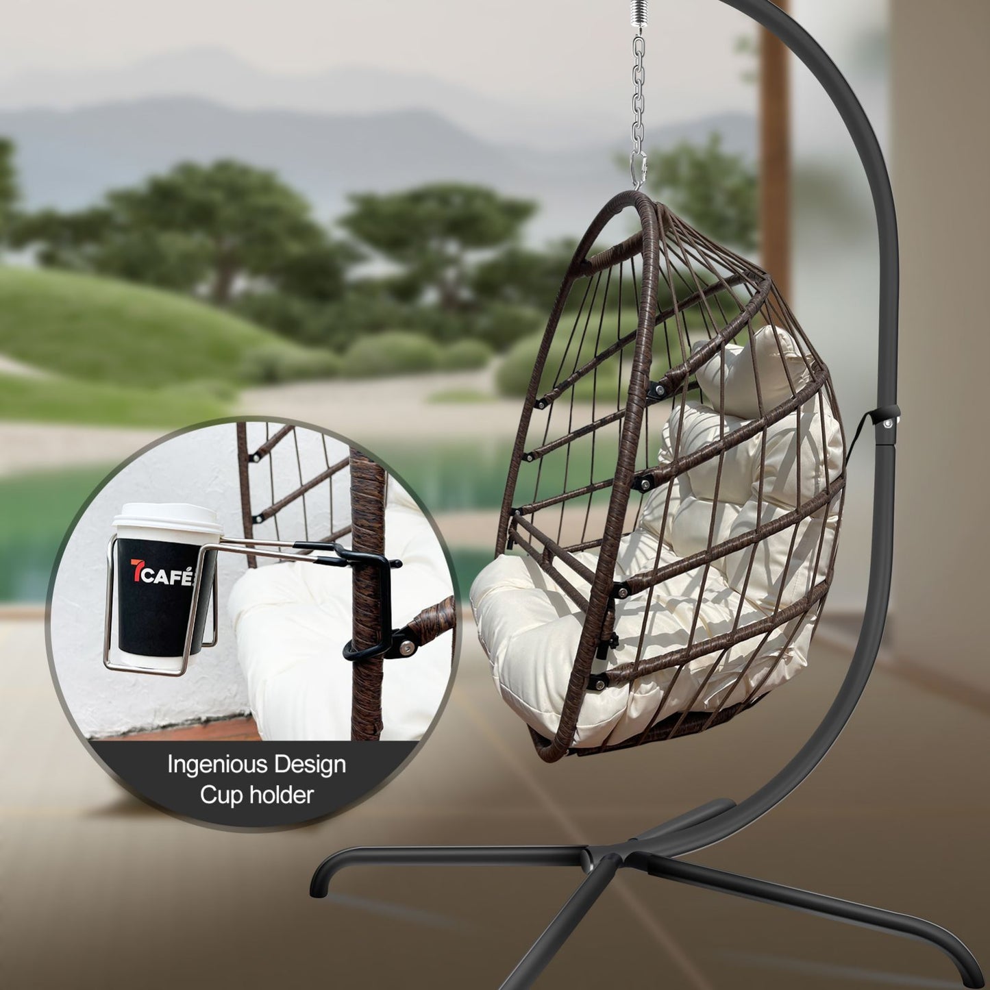 Swing Egg Chair With Stand Indoor / Outdoor-E-DEALSSHOP