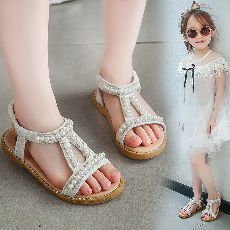 Summer Girls Pearl Toe Princess Sandals-E-DEALSSHOP