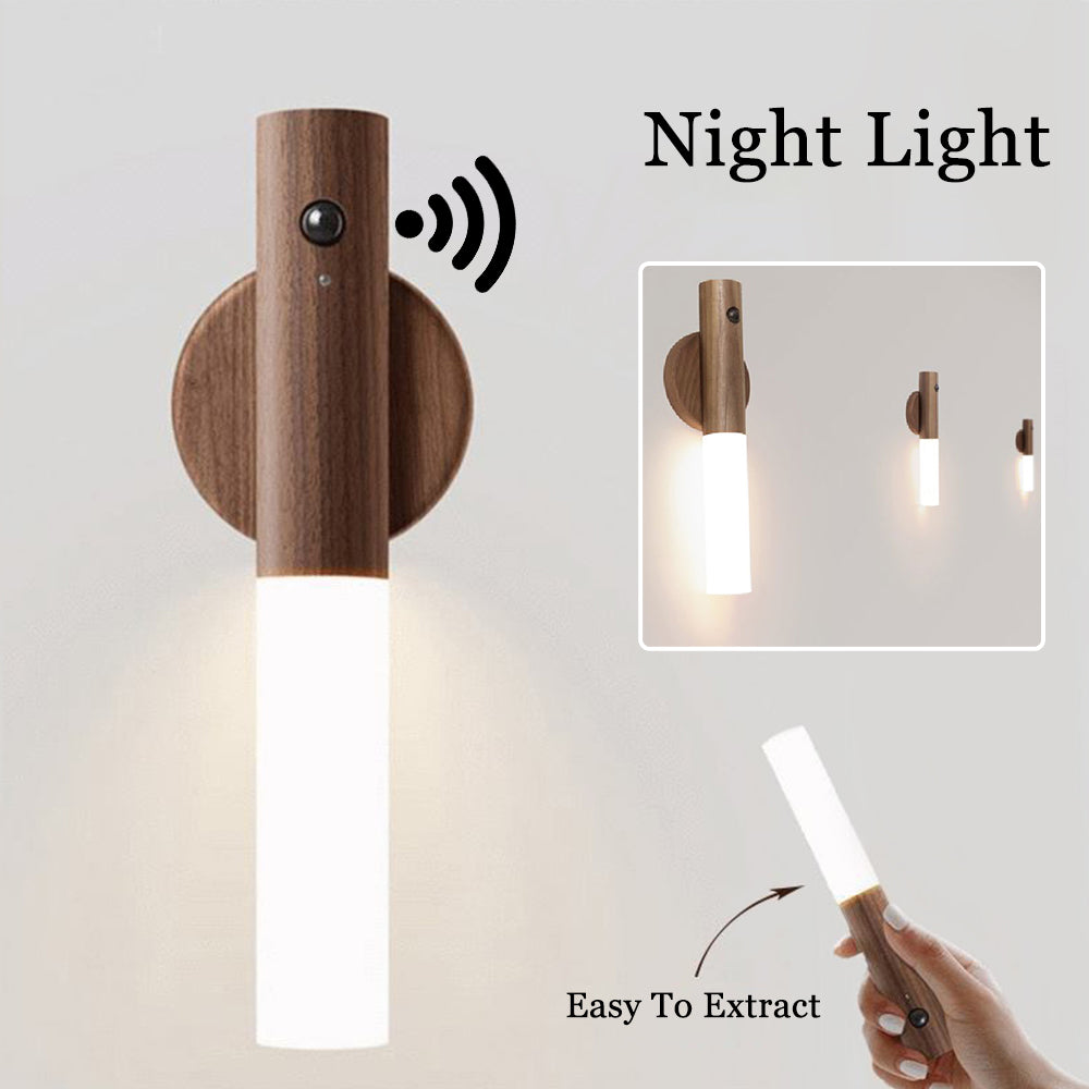 Auto LED USB Magnetic Wood Wireless Night Light-E-DEALSSHOP