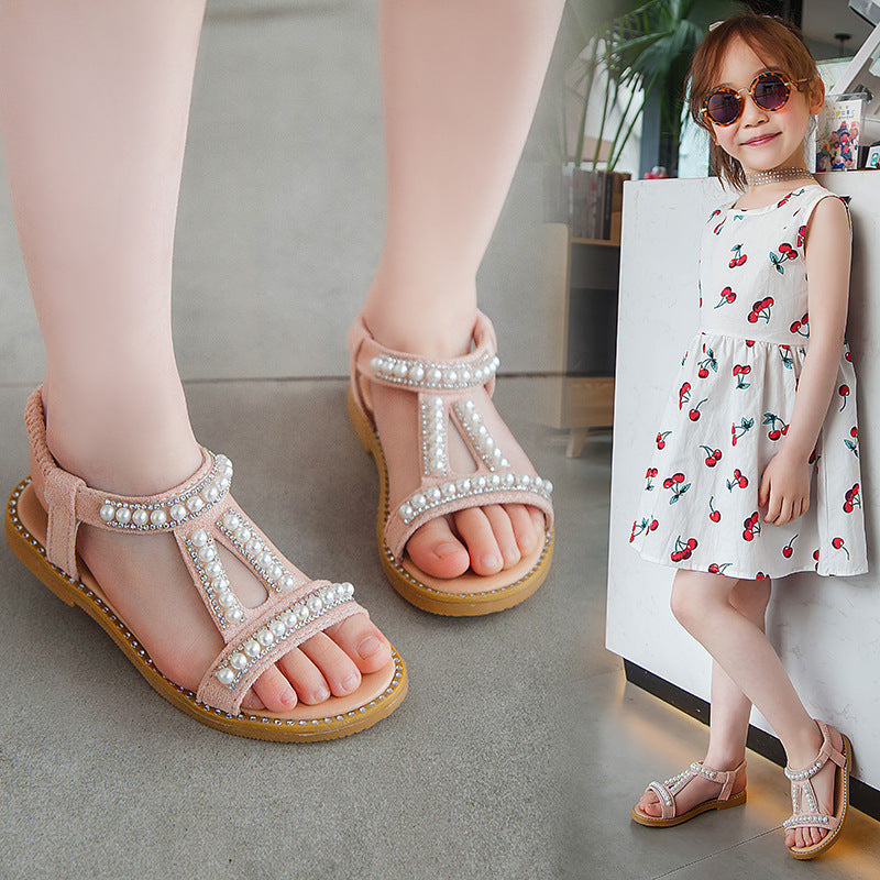 Summer Girls Pearl Toe Princess Sandals-E-DEALSSHOP