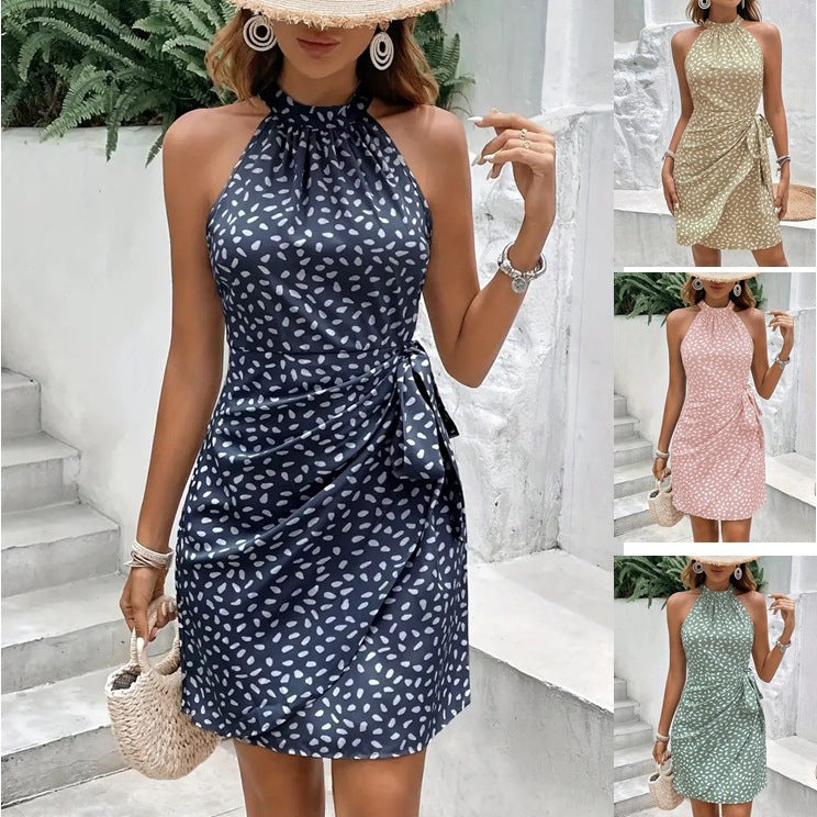 Summer Halter neck  Dress With Tied-waist Design-E-DEALSSHOP