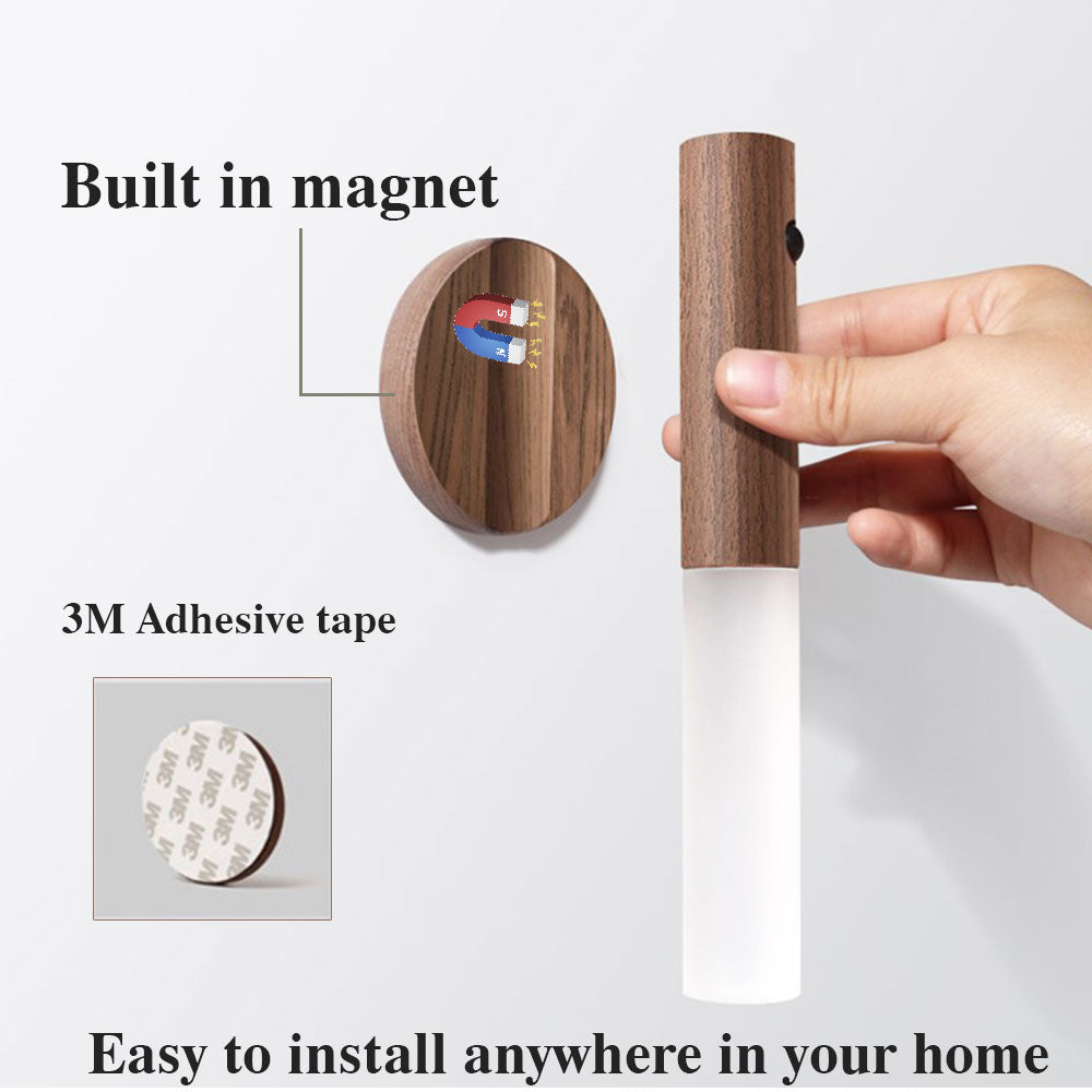 Auto LED USB Magnetic Wood Wireless Night Light-E-DEALSSHOP