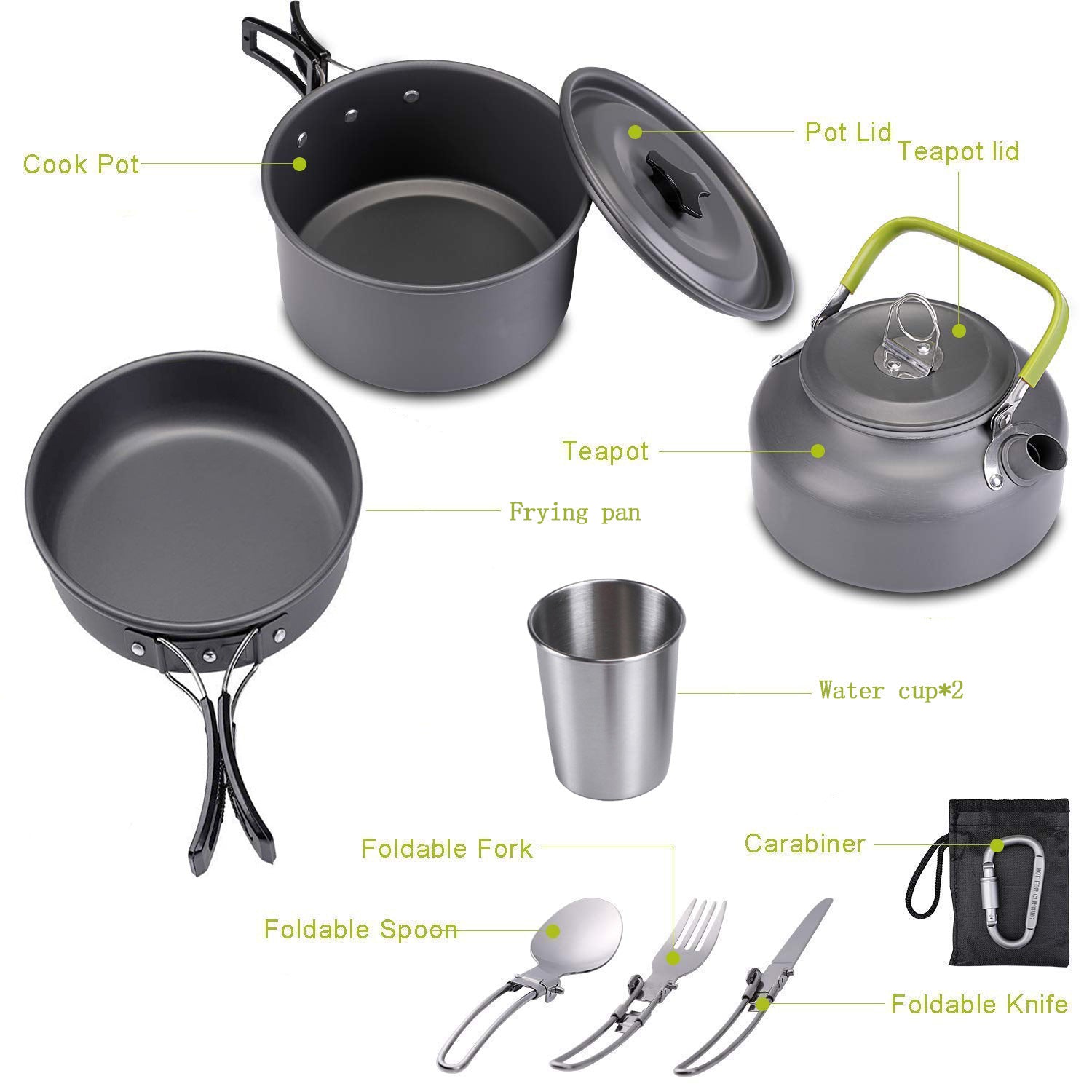 Outdoor Jacketed Kettle 2-3 Person Camping Teapot Tableware Suit-E-DEALSSHOP